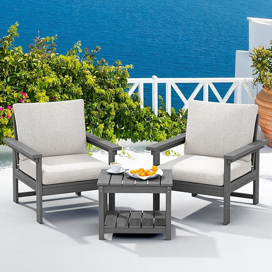 SERWALL HDPE Patio Sofa Set, 3-piece Sectional Outdoor Furniture Set, All by SERWALL