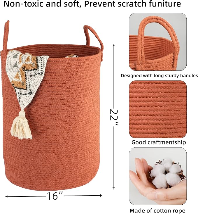 XUANGUO Cotton Rope Laundry Basket Hamper - Image 2