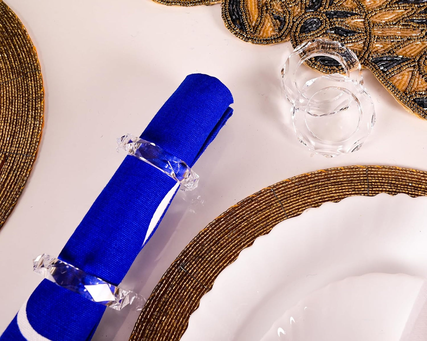 Transparent Acrylic Napkin Rings - Set of 12 Elegant Serviette Holders for Wedding, Party, Dining Table & Holiday Décor - Clear Napkin Rings by ALPHA Living HOME