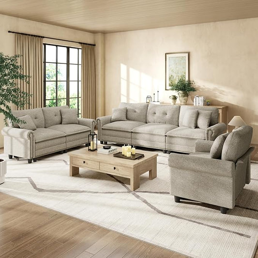 HERA'S HOUSE 3 Pieces Modular Sectional Sofa Sets, Oversized Couch Set by HERASHOUSE