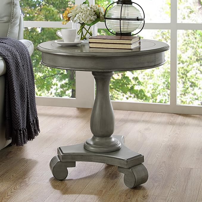 Roundhill Furniture Rene Contemporary Wood Pedestal Side Table - Image 3