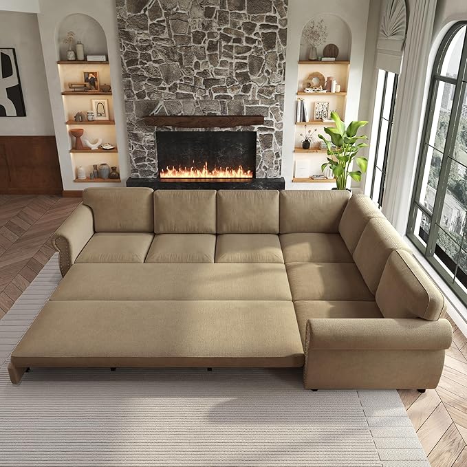 118" L-Shaped Sleeper Couch Bed - Image 7