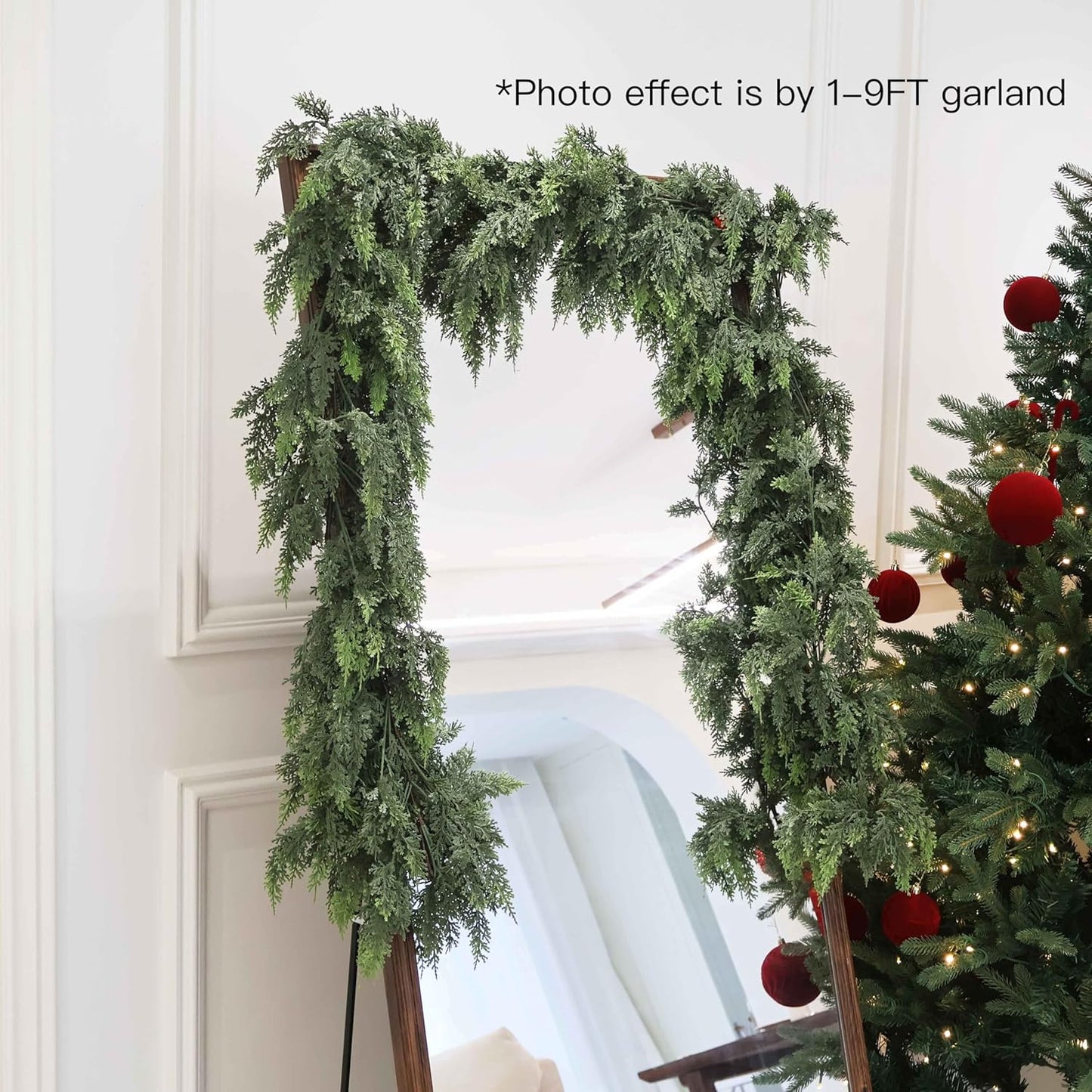 15FT Christmas Cedar Garland Artificial Real Touch Thickness Realistic Greenery Pine Garland for Mantle Fireplace Outdoor Indoor Christmas Decorations