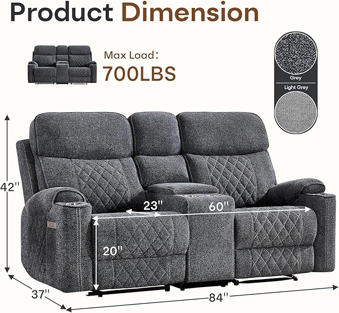 HAOMARKETS Electric Reclining Loveseat Couch - Image 2