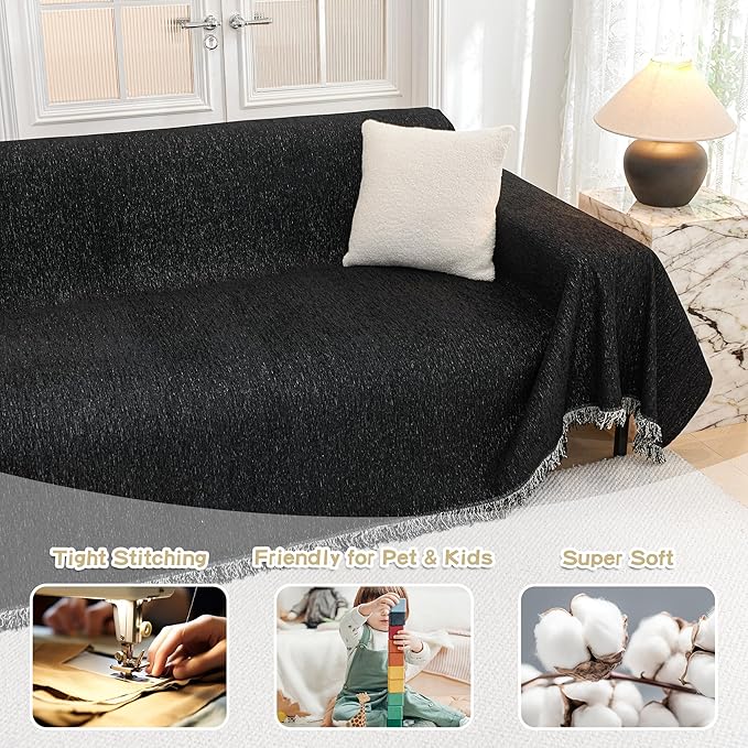 MYSKY HOME Couch Covers for Sofa, Non Slip Soft Sofa Cover, Couch Cover for - Image 2