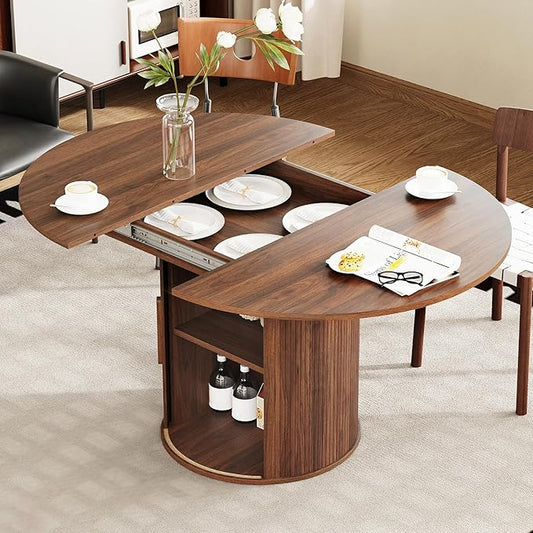 weselon 43"-59" Extendable Round to Oval Dining Table by WelcometoFurnitureSalon