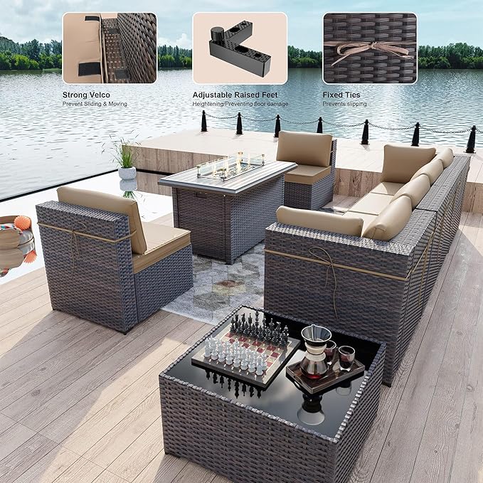 Kullavik 8 Pieces Outdoor Patio Furniture Set, Sectional Sofa Set - Image 2