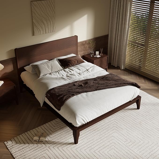 Merax Full Size Bamboo Platform Bed, Mid-Century Modern Bed Frame - Image 3
