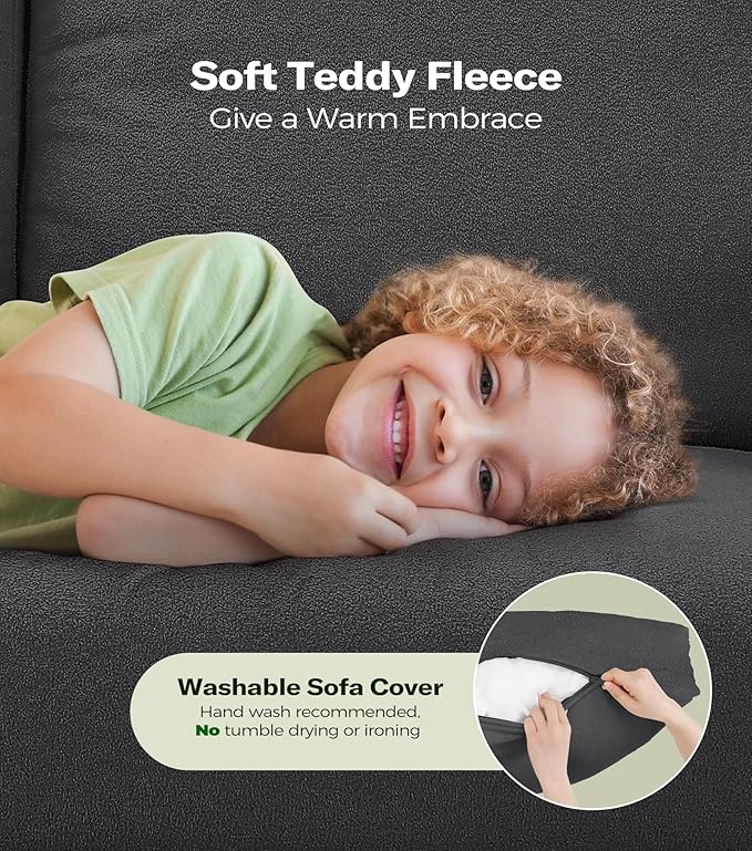 Welzona 83" Couches for Living Room, Teddy Sofa Couch - Image 6