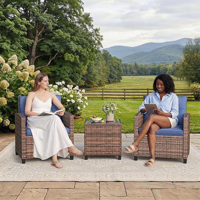 GarveeHome 3-Piece Outdoor Wicker Sofa Set, PE Rattan Patio Furniture - Image 7