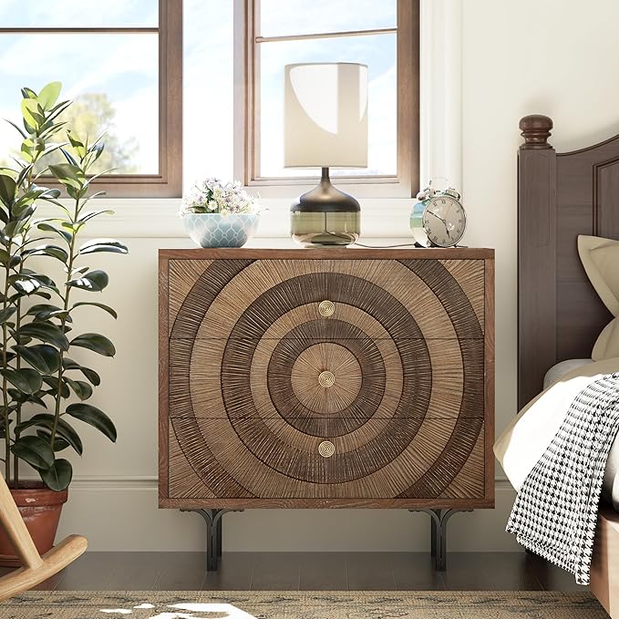 Aoikax Farmhouse 3-Drawer Dresser, Accent Wooden Chest of Drawers by Aoikax