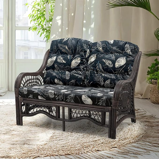 Malibu Lounge Loveseat Sofa Natural Rattan Wicker Handmade Design, Dark Brown by Wickerix