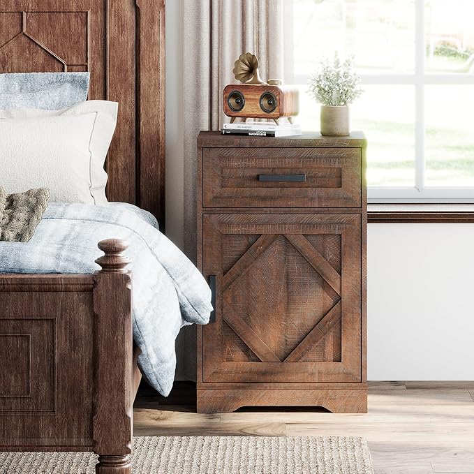 WAMPAT 32" H End Table for Living Room, Rustic Nightstand - Image 4