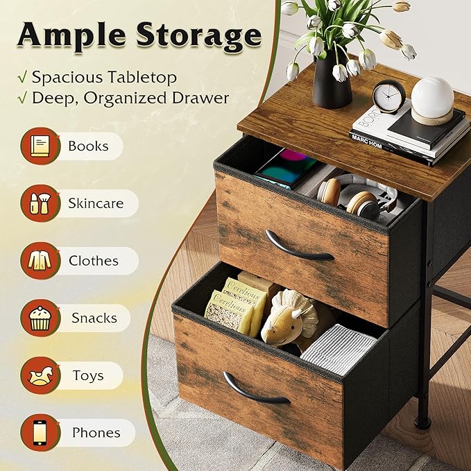 WLIVE Night Stand Set of 2, Small Dresser - Image 4