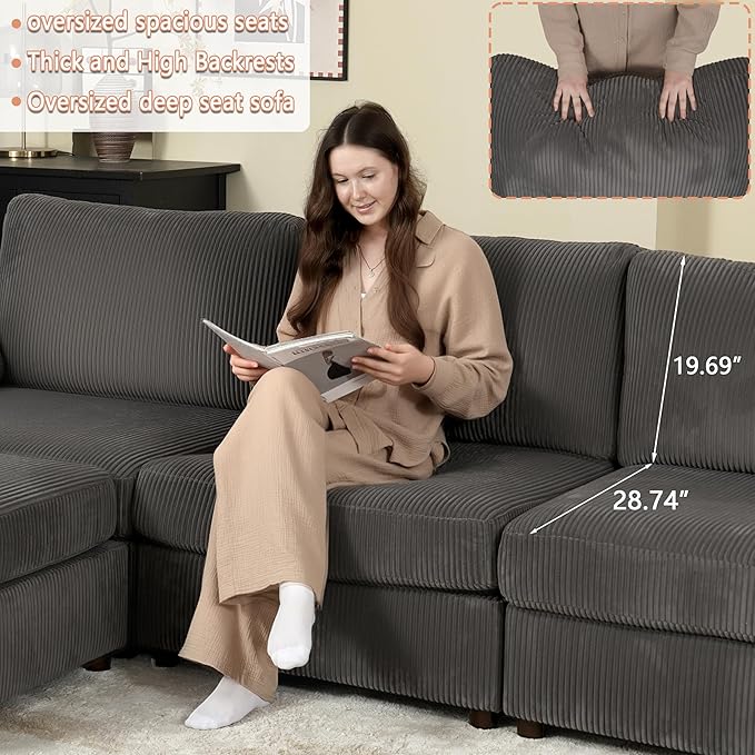 EASE MOOSE Oversized Sectional Modular Sofa, Large L Shape Sectional Couch Wide - Image 6
