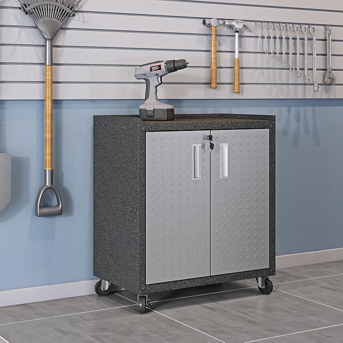 Manhattan Comfort Fortress Rolling 2 Door Garage Storage Cabinet - Image 2