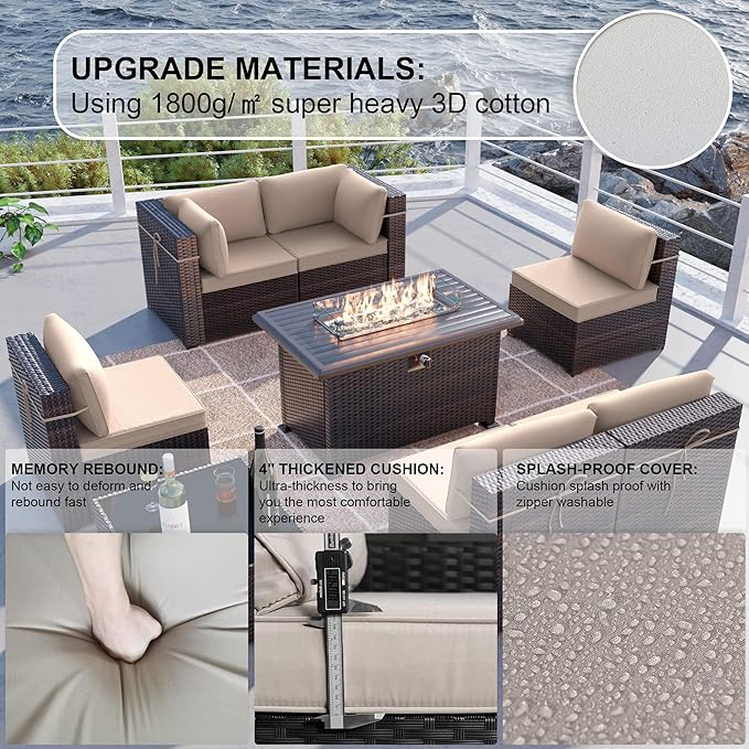 Kullavik 8 Pieces Outdoor Patio Furniture Set, Sectional Sofa Set - Image 4