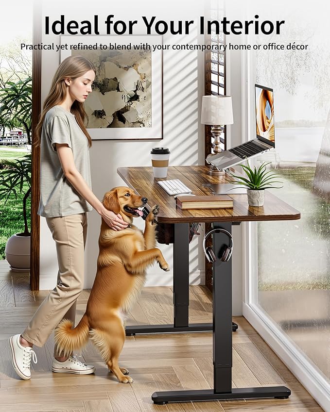 BIZUM Electric Standing Desk 63 x 24 Inch Computer Desk-Gaming Desk Dark Walnut - Image 5