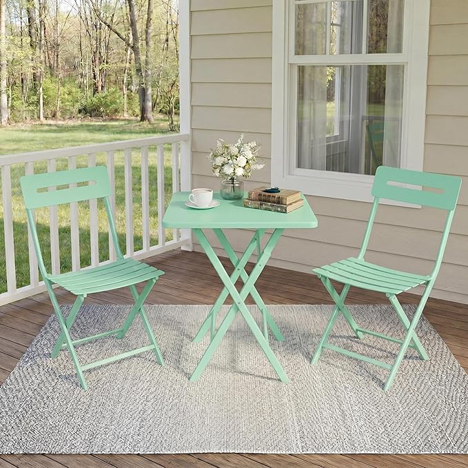 GarveeTech 3-Piece Folding Bistro Set, Heavy Duty Outdoor Patio Furniture - Image 6
