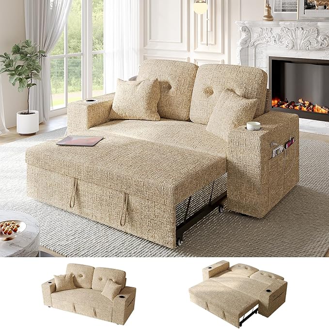 63 Inch Sleeper Sofa Bed, 3 in 1 Pull Out Couch Bed by Bonroyo-FindYourPlace