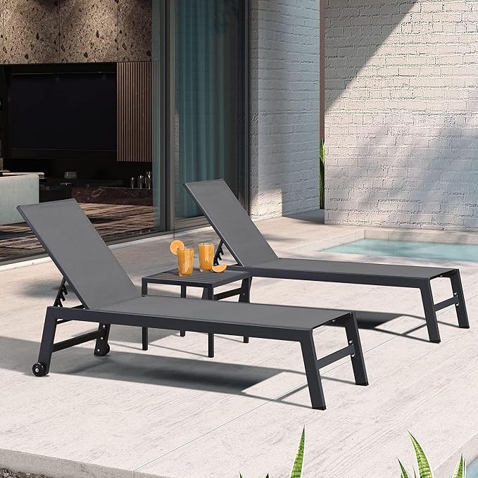 PURPLE LEAF Patio Chaise Lounge Set 4 Pieces Aluminum Outdoor Lounge Chairs - Image 4
