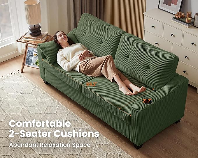 Queen Size Pull Out Sleeper Sofa Bed, 2-in-1 Convertible Corduroy Pull Out - Image 7