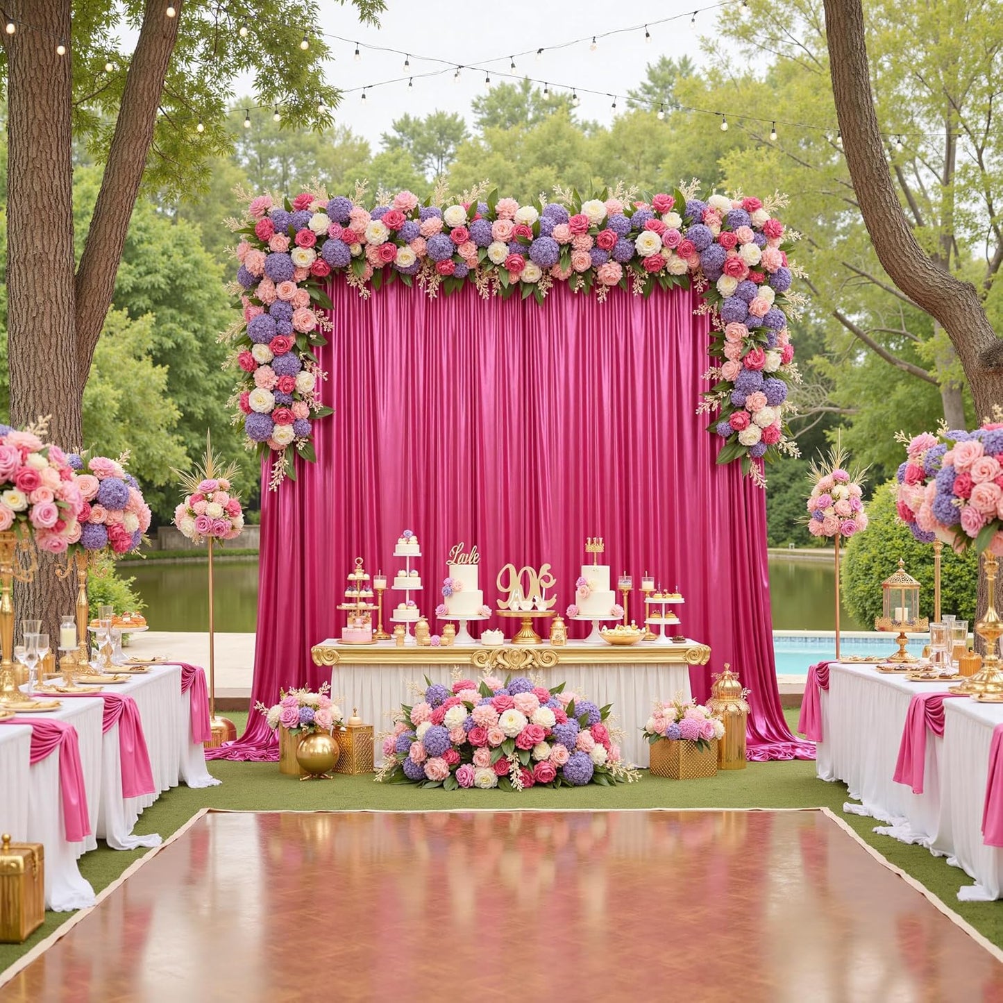 10x10ft Thick Hot Pink Glitter Backdrop Curtain Panels for Parties, Wrinkle Free Sequin Sparking Photo Backdrop Drapes, 2 Panels 5x10ft Shimmer Back Drop Cloth for Wedding Birthday Photography