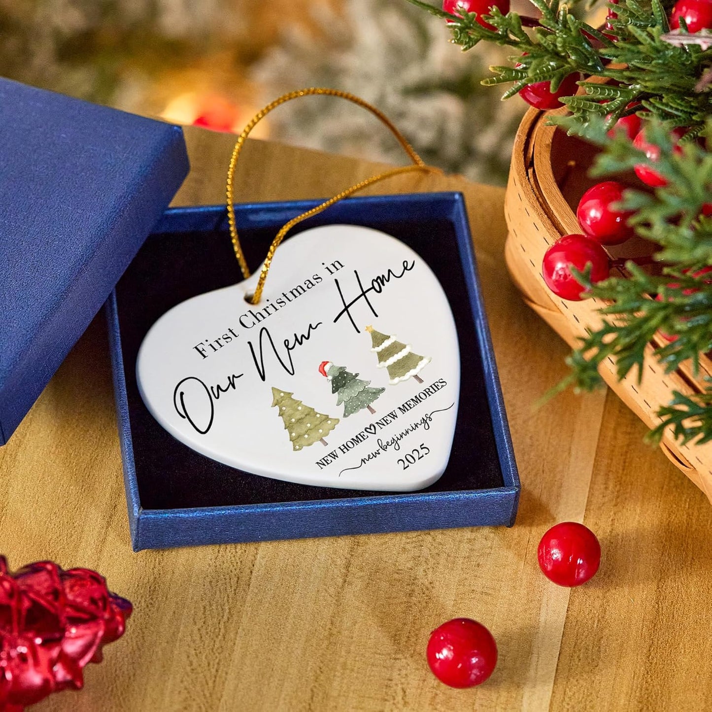 House Warming Gifts New Home,New Home Ornament 2025 Glass Ornament 2025,Home Gift Ideas,First Christmas House Ornaments