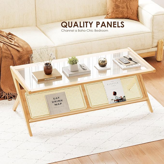 Bamworld Rattan Coffee Table Mid-Century Modern Coffee Table BambooTable - Image 3