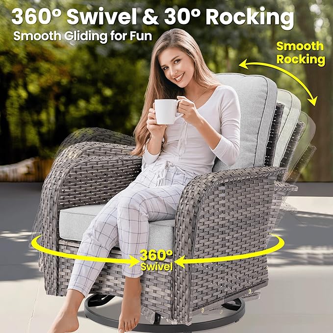 ovios 9 Pieces Patio Furniture Set, Outdoor Wicker Sofa Couch - Image 2