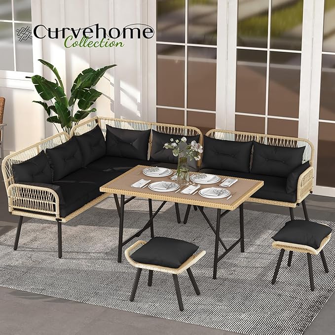 YITAHOME L-Shaped Patio Furniture Set, All-Weather Rattan Outdoor Conversation - Image 3