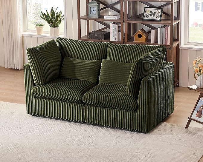 77" Oversized Corduroy Couch Modular Sectional Sofa, Washable Cloud Couch - Image 4