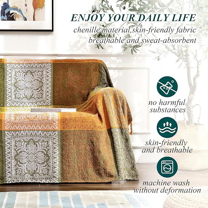 Boho Throw Blanket, Bohemian Tassels Throw Blankets - Image 3