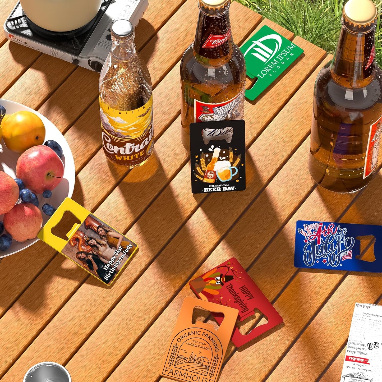 4-100 Pcs Custom Bottle Opener, Personalized Stainless Steel Credit Card Bottle Opener, Full Color Print Custom Beer Can Opener Bulk for Bar, Wedding Favors, Party, Promotion, Groomsmen Gift (Red)