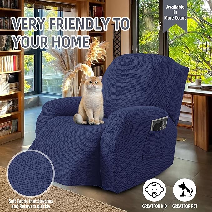 Genina Recliner Chair Covers, Stretch Reclining Chair Cover, Recliner Sofa - Image 3