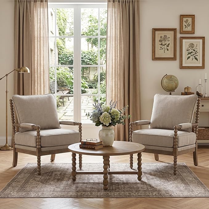 DUHOME Linen Fabric Spindle Accent Chair - Image 3