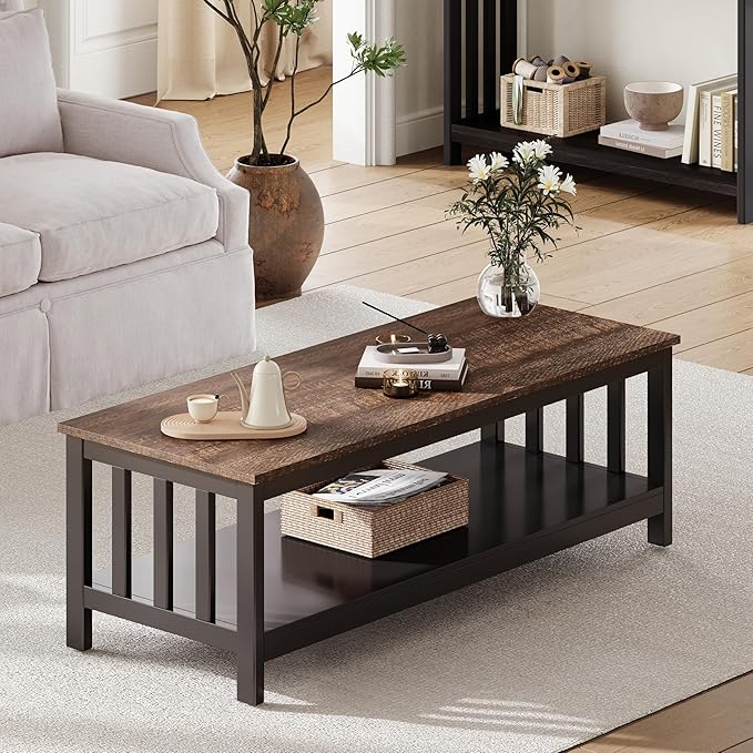 ChooChoo Mission Coffee Table, Wood Living Room Table - Image 3