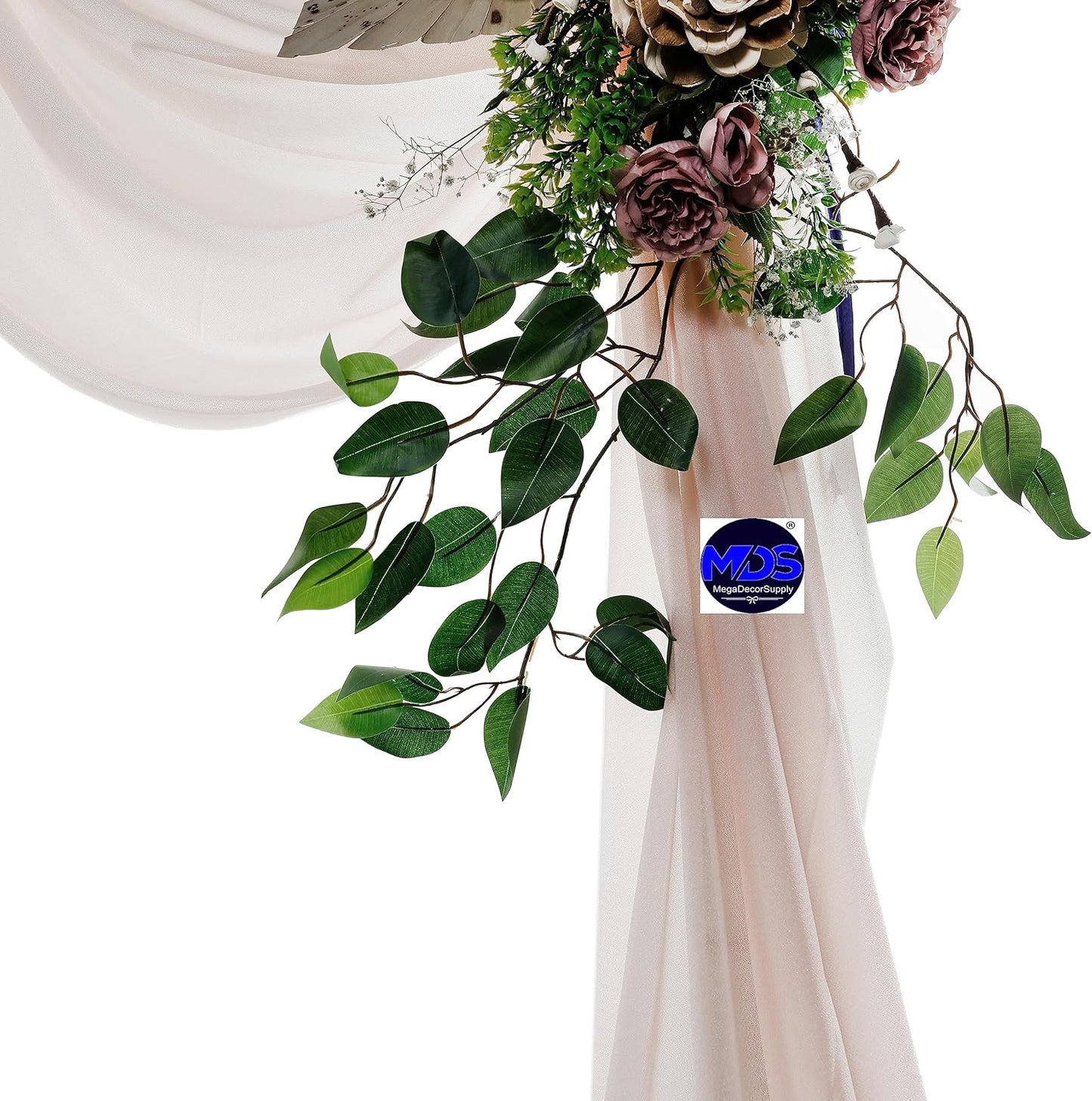 MDS Halloween Chiffon Draping Fabric - 2 Panel, 30" Wide x 20ft Long - Sheer Spooky Arbor & Canopy Drapery for Haunted House Backdrops, Party Ceilings, DIY Costumes & Themed Events - Nude