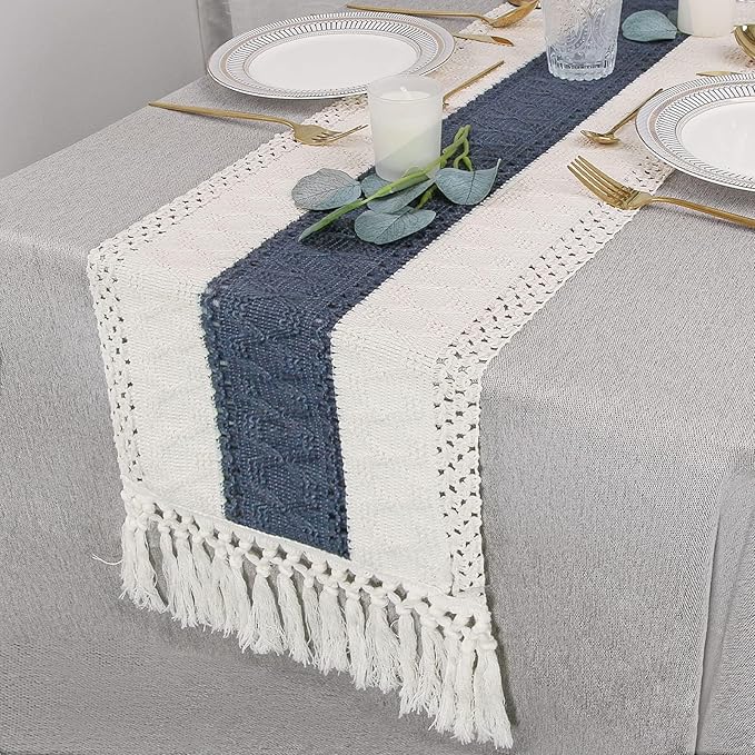 FEXIA Boho Blue Table Runner 36 Inches Long - Image 5