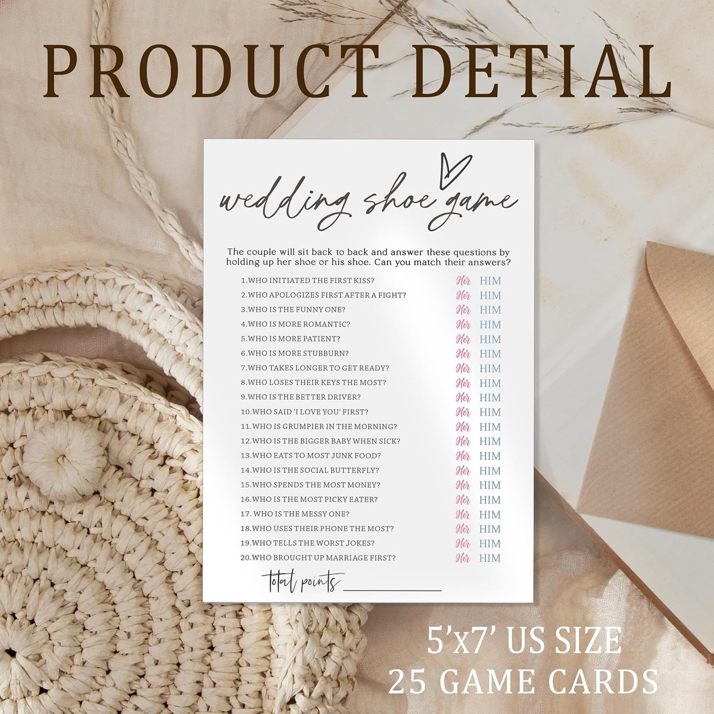 Fun Wedding Games Set - 25 Bridal Shower Games Cards, Engaging Bridal Party Entertainment for Wedding Shower, Engagement Party & Reception Fun a Must-Have for Minimalist Newlywed Game - A06