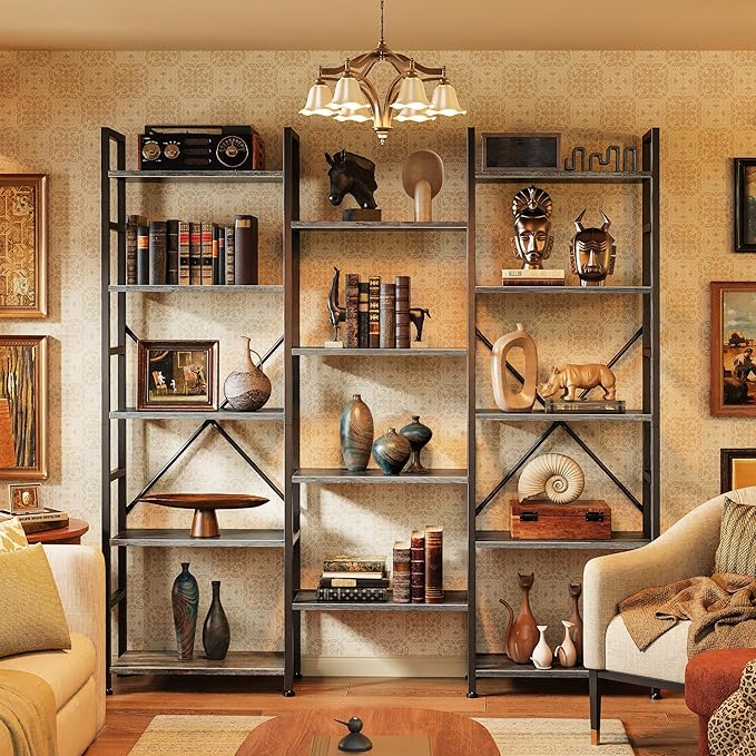 SUPERJARE Triple Bookshelf, Bookcase - Image 8