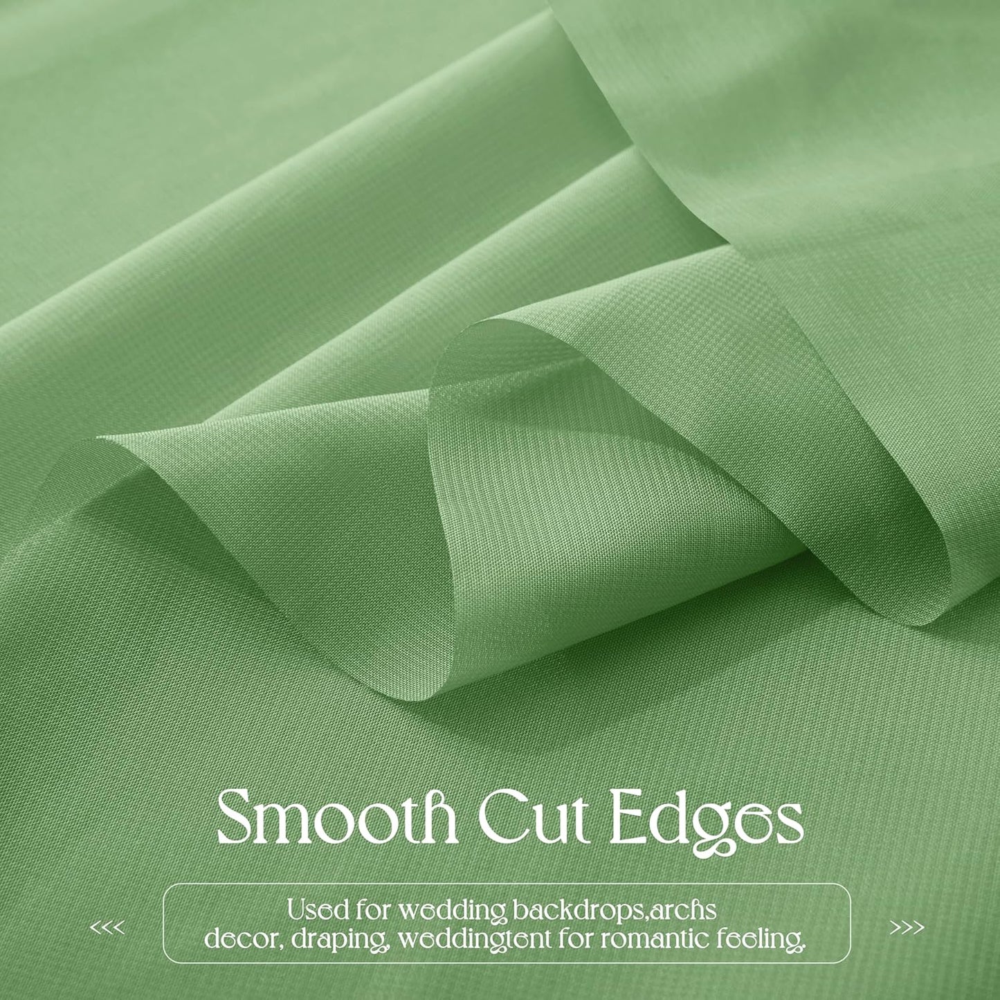 VACVELT Wedding Arch Draping Fabric Sage Green Chiffon, 1 Panel Sheer Drapes 30 Inch x 20ft Chiffon Backdrop Curtain Decor, Outdoor Sheer Drapery for Ceremony Party Ceiling