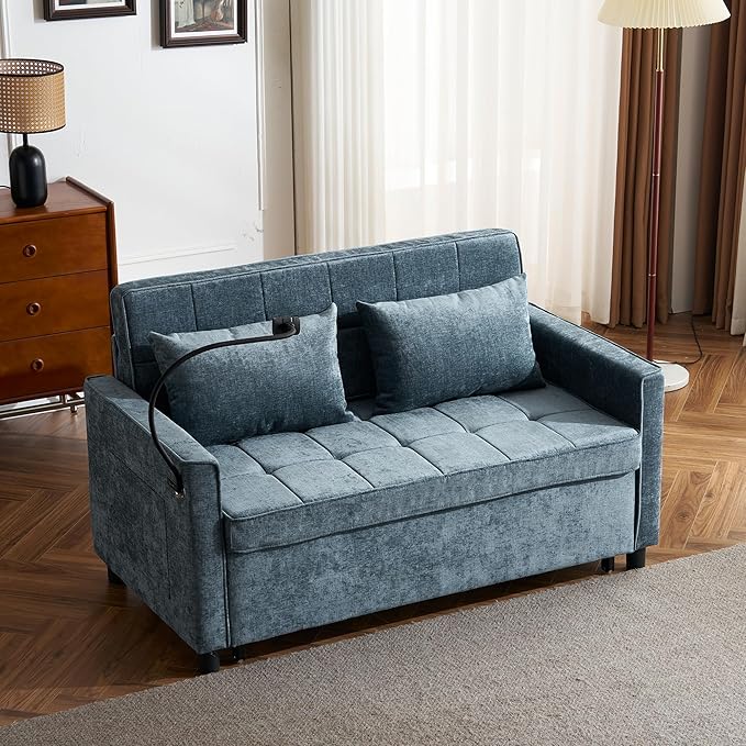 3 in 1 Convertible Sleeper Sofa Bed, 56.9" Small Pull Out Couch Bed - Image 3