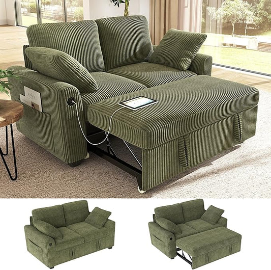Ihanherry 59-inch Corduroy Convertible Sofa Bed by iHanHerry