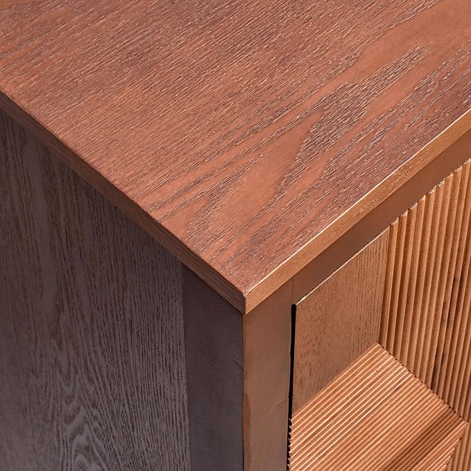 eHemco Modern End Table with Storage, Two-Toned Ribbed Parquet Design, Antique - Image 7