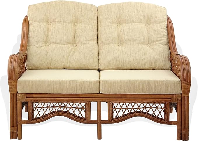 Malibu Lounge Loveseat Sofa Natural Rattan Wicker Handmade Design - Image 3