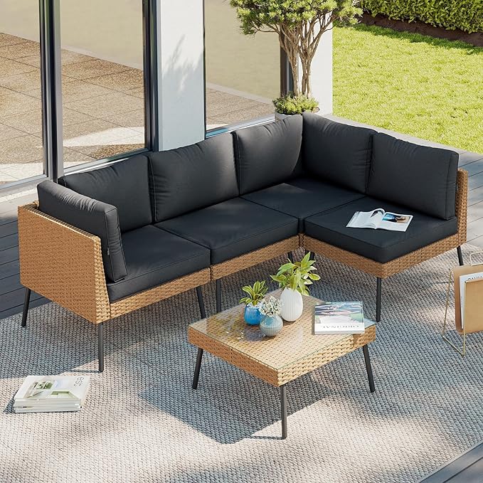 Aoxun Patio Furniture Set, 5 Piece Outdoor Sectional Sofas by Aoxun