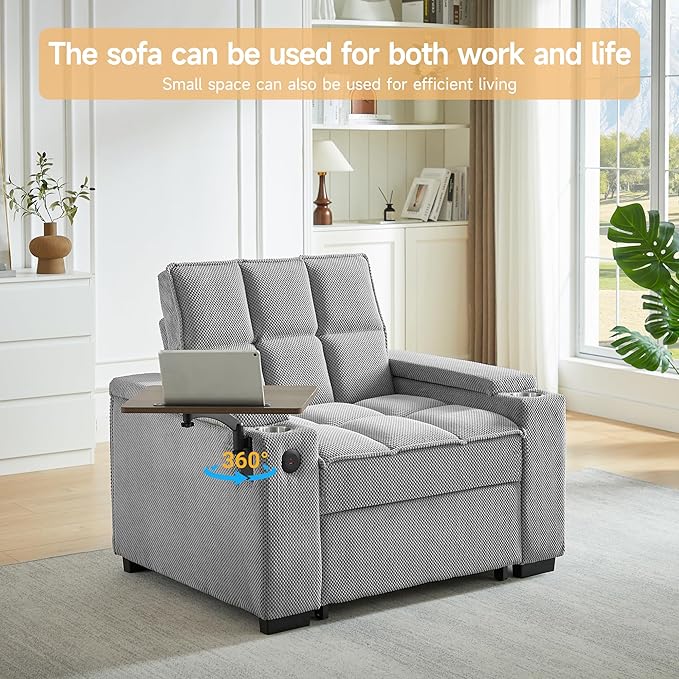Auvsoce 3-in-1 Folding Convertible Sofa Bed Set of 2, Sleep Couch - Image 6