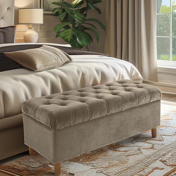Homepop Home Decor | Tufted Ainsley Button Storage Ottoman Bench - Image 2