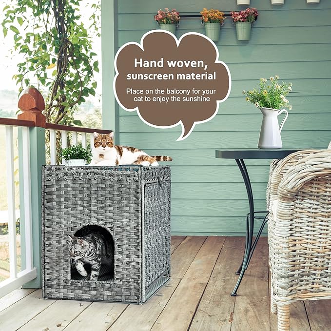 Cat Litter Box Enclosure with Soft Litter Mat; Hidden Kitten Washroom Furniture - Image 2